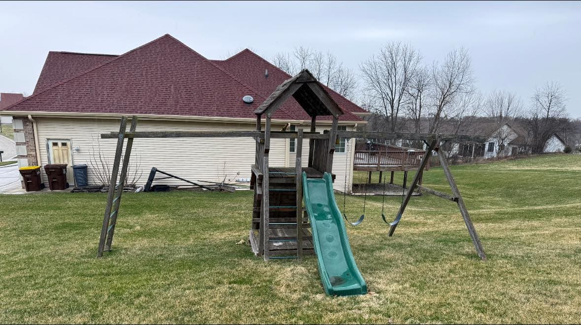 Backyard playset removal before